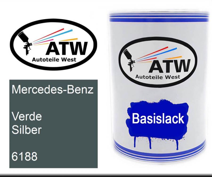 Mercedes-Benz, Verde Silber, 6188: 500ml Lackdose, von ATW Autoteile West.